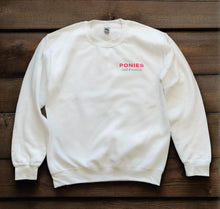 Load image into Gallery viewer, Ponies and Prosecco Crewneck - White with Pink & Grey : Small Logo
