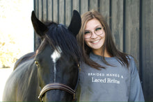 Load image into Gallery viewer, Braided Manes & Laced Reins Crewneck - Grey