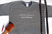 Load image into Gallery viewer, Braided Manes & Laced Reins Crewneck - Grey