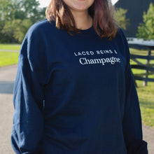 Load image into Gallery viewer, Laced Reins & Champagne Crewneck - Navy
