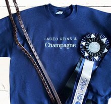 Load image into Gallery viewer, Laced Reins & Champagne Crewneck - Navy