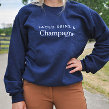 Load image into Gallery viewer, Laced Reins &amp; Champagne Crewneck - Navy
