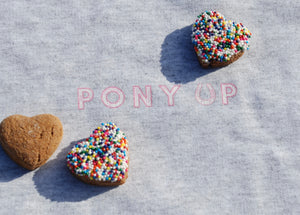 Pony Up Crewneck - Grey with Pink