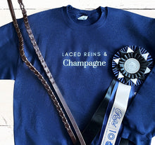 Load image into Gallery viewer, Laced Reins &amp; Champagne Crewneck - Navy

