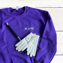 Load image into Gallery viewer, Pi Affe Crewneck - Purple with White and Black
